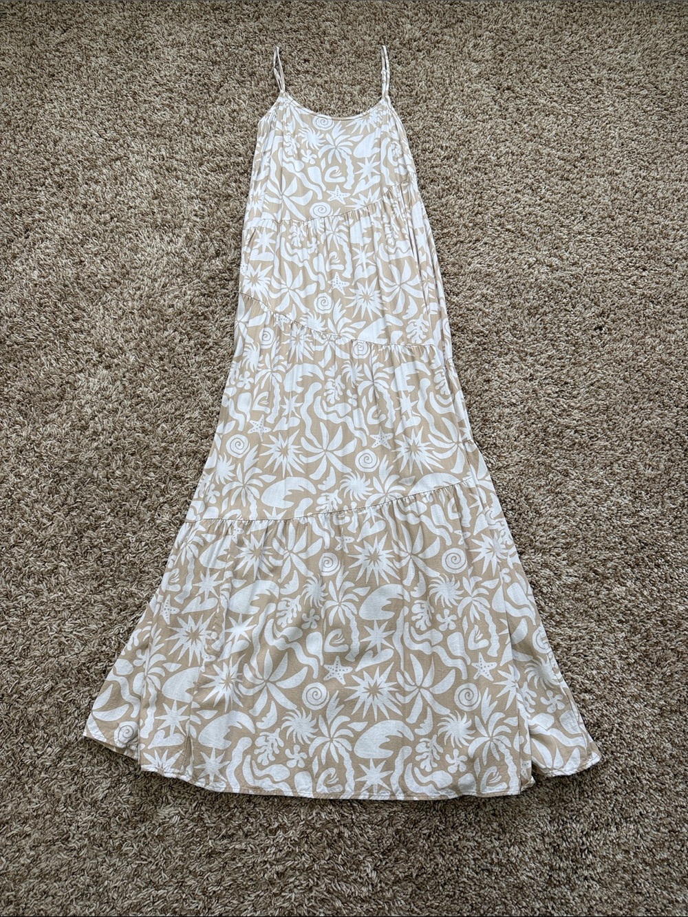 Wild Fable Beige and White Beach Floral Maxi Dress